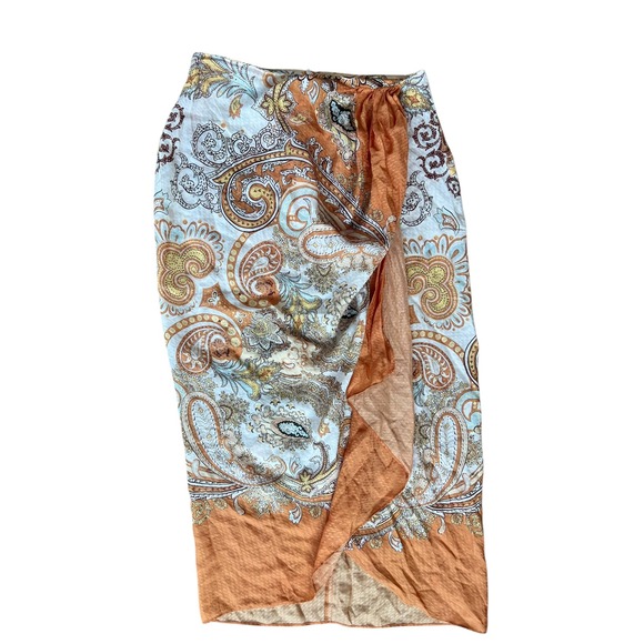 H&M Skirt Wrap Size 6 Calf Length Midi‎ Airy Paisley Pattern - Picture 9 of 13